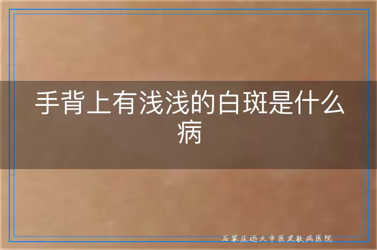 手背上有浅浅的白斑是什么病