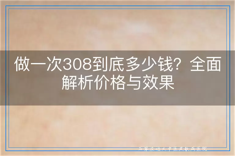做一次308到底多少钱？全面解析价格与效果