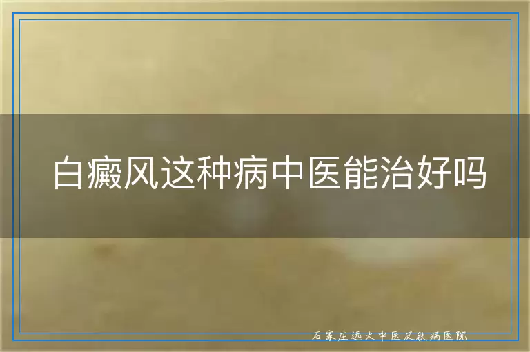白癜风这种病中医能治好吗